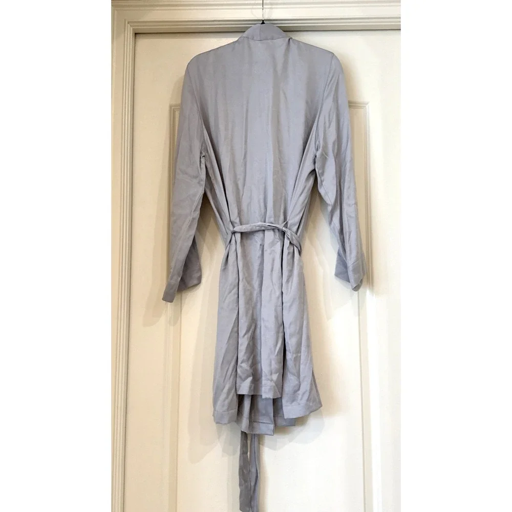Hotel Collection Kimono Style Silky‎ Satin Robe L/XL Silver Gray Spa Lounge